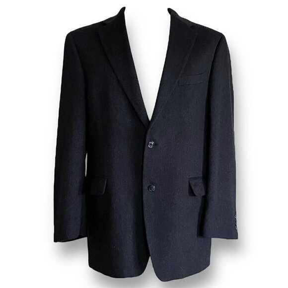 Arnold Brant Mens Cashmere Blazer 44L Charcoal Gray Flannel 2 Button Sport Coat - Picture 1 of 8